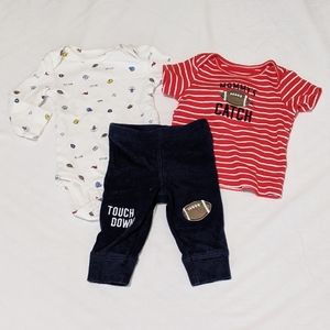 3pc Carter's 3mo Football Theme Matching Set